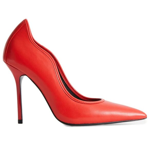Reiss Bramley Pointed Toe Pump Heels Size 38 7.5 Reddish Orange Leather NEW $290 - Picture 1 of 15